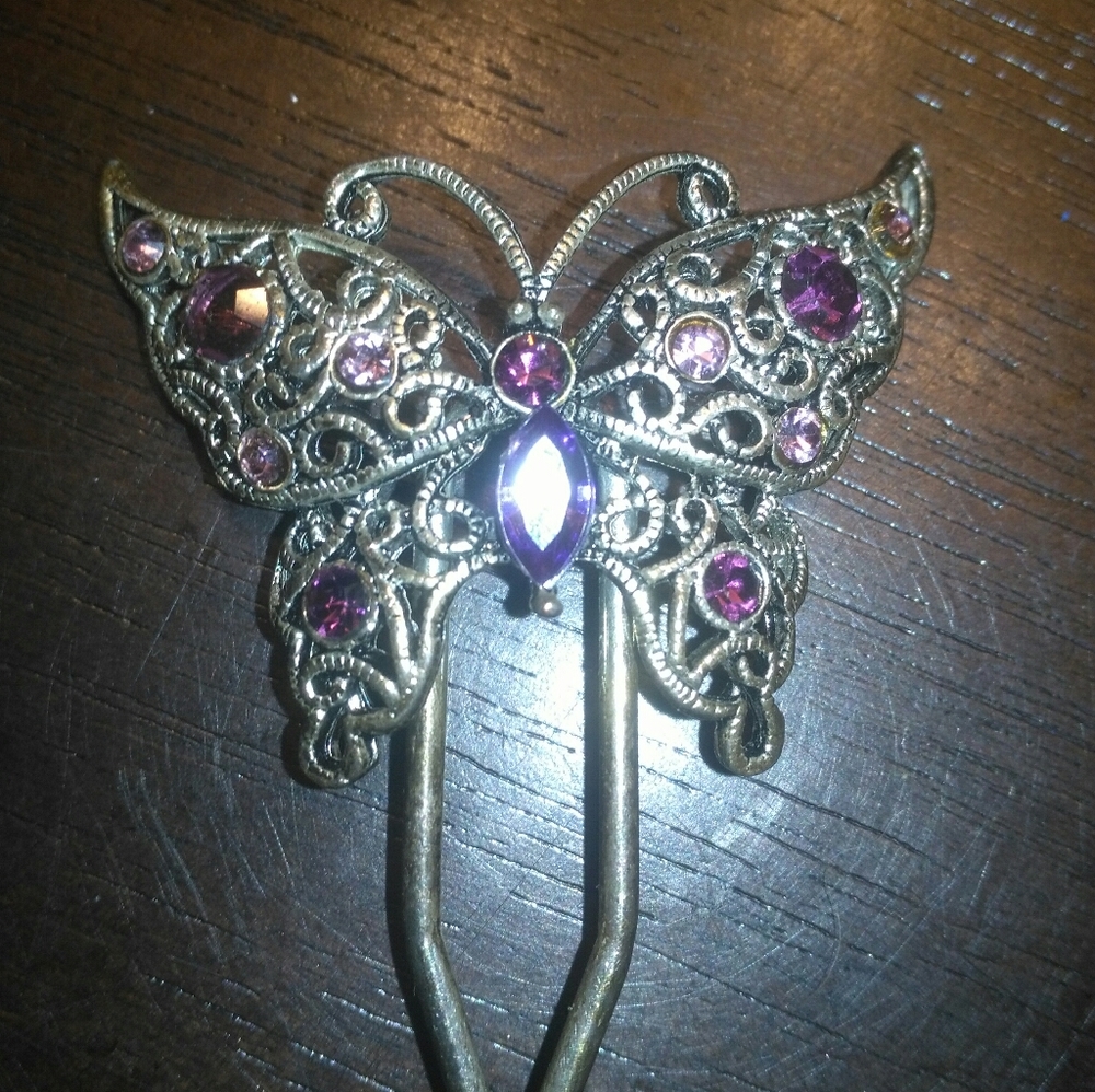 Vin Rhinestone butterfly hair clip